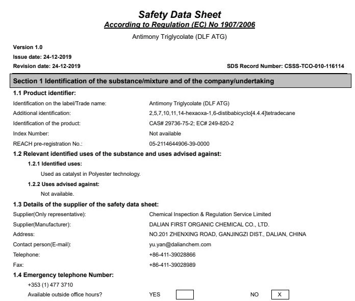 SDS Antimony Triglycolate (DLF ATG)